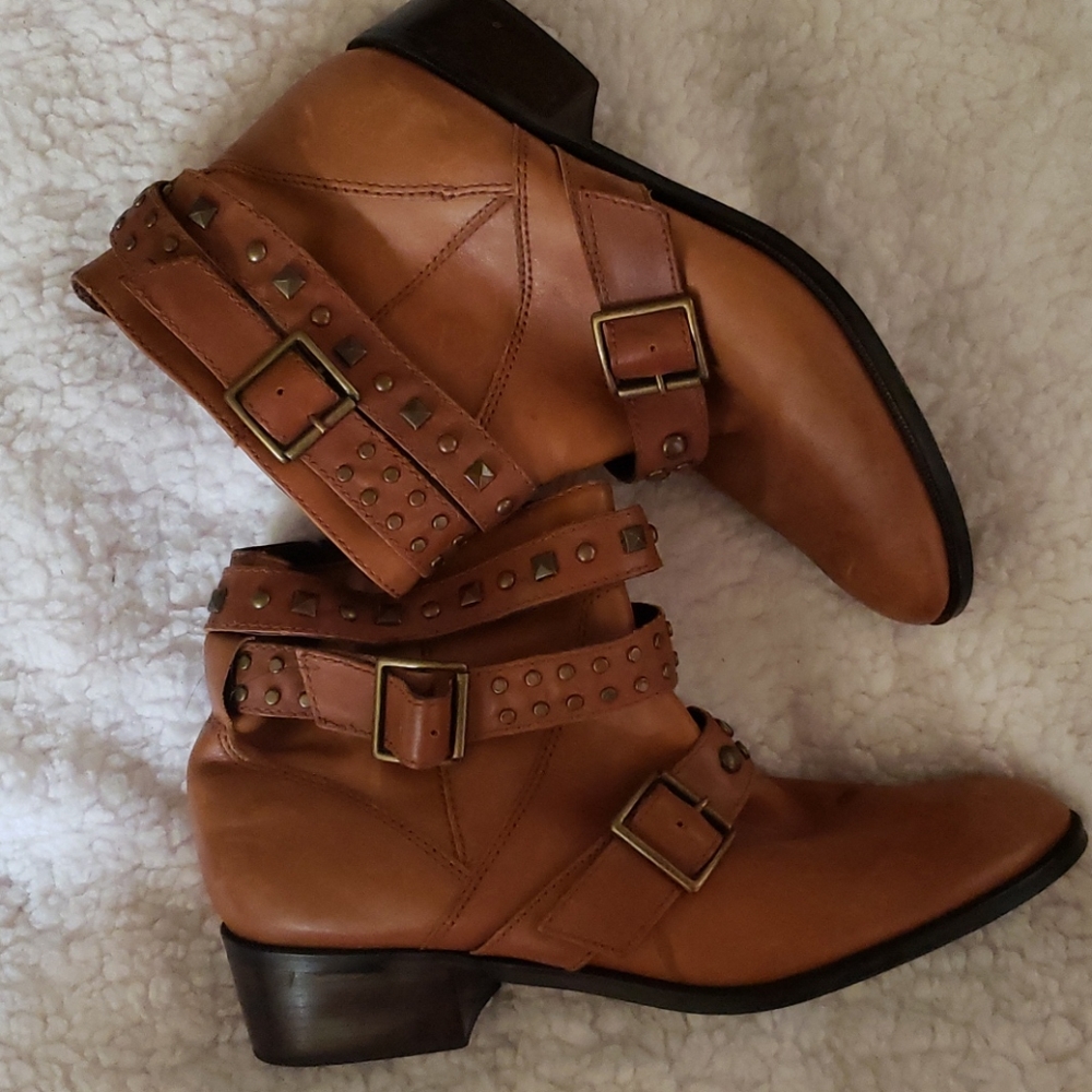 Aldo camel colored studded boots